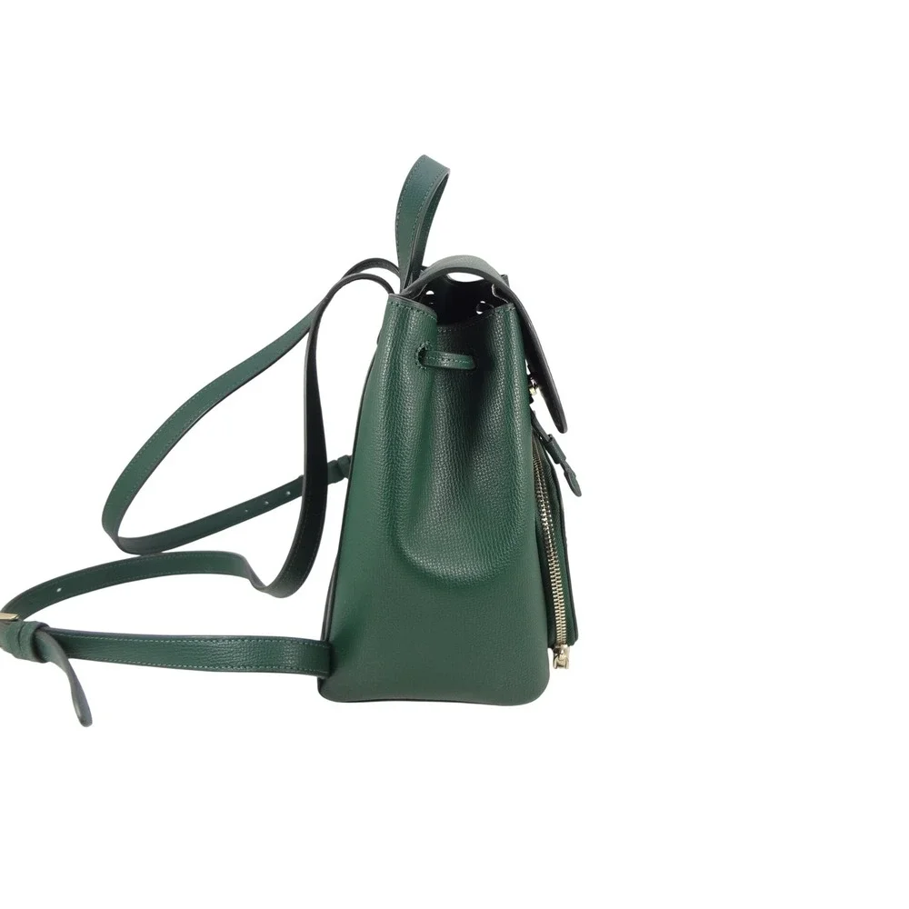 Kate Spade NY Lizzie Green Saffiano Leather Medium Backpack Flap‎ Drawstring